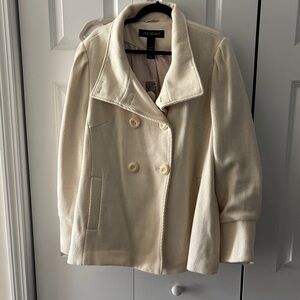 Lane Bryant Cream Double-Breasted Coat